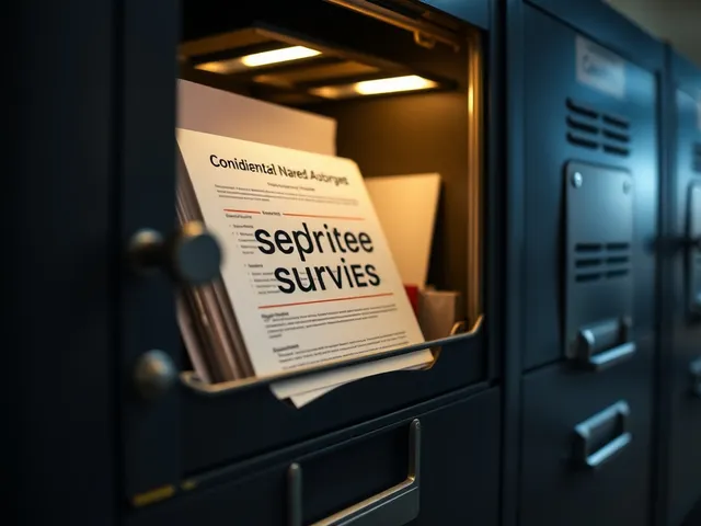 Archivo seguro con documentos confidenciales de encuestas laborales.