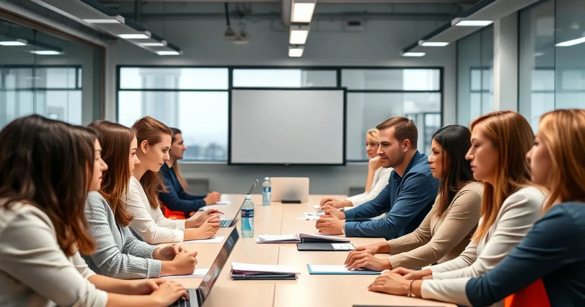 Grupo diverso de profesionales en reunión sobre salud laboral