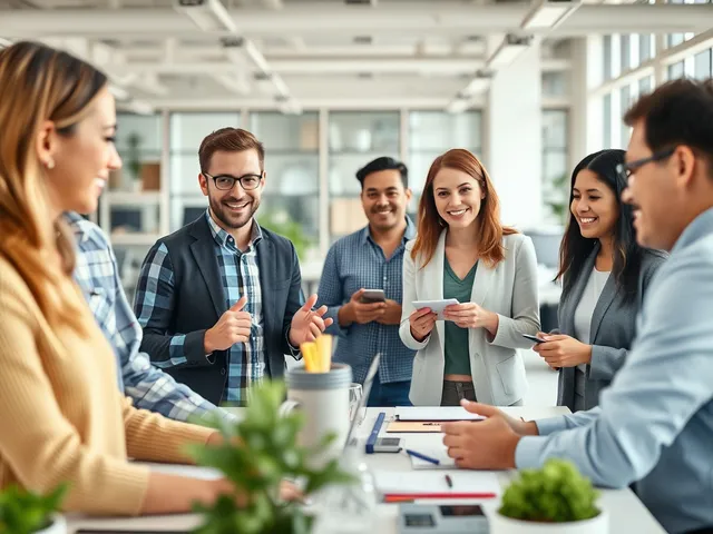 Ambiente de trabajo saludable con empleados felices