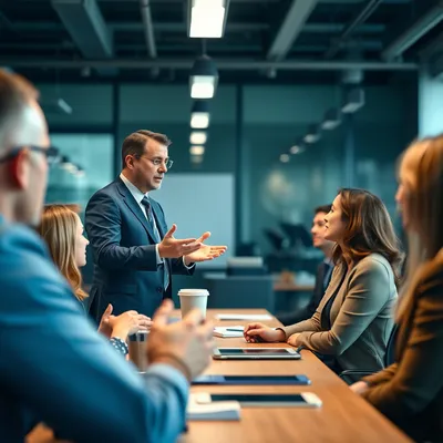 Líder empresarial apoyando a empleados