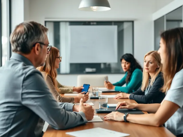 Equipo discutiendo sobre salud mental en una reunión