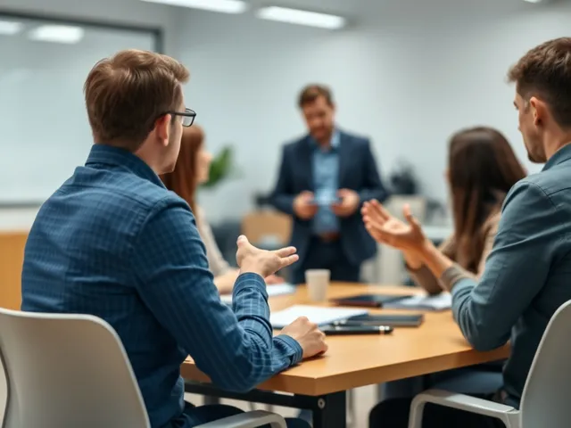 Sesión de capacitación en el lugar de trabajo sobre comunicación y salud mental.