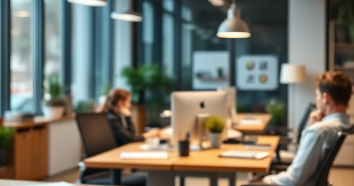 Oficina serena que refleja el equilibrio entre trabajo y vida personal.