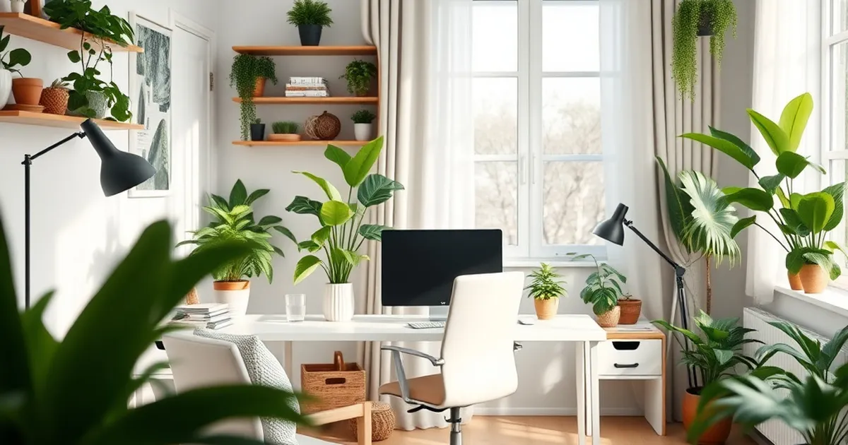 Configuración de oficina en casa serena y profesional