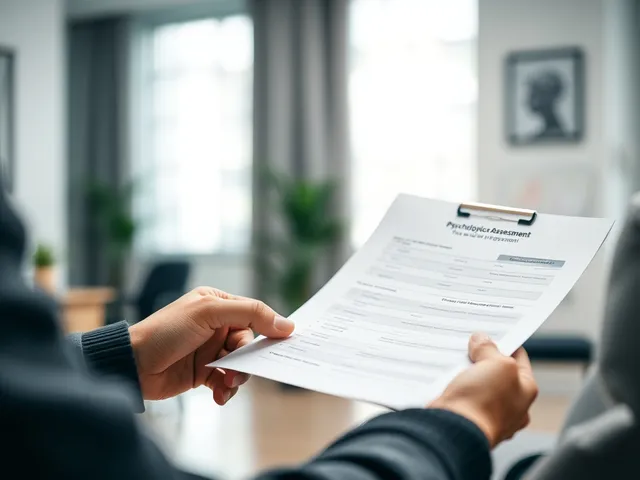 Persona revisando un formulario de evaluación psicosocial