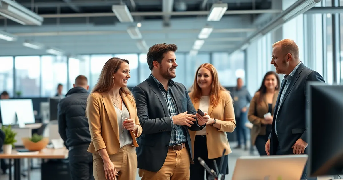 Ambiente laboral saludable con interacciones positivas entre empleados
