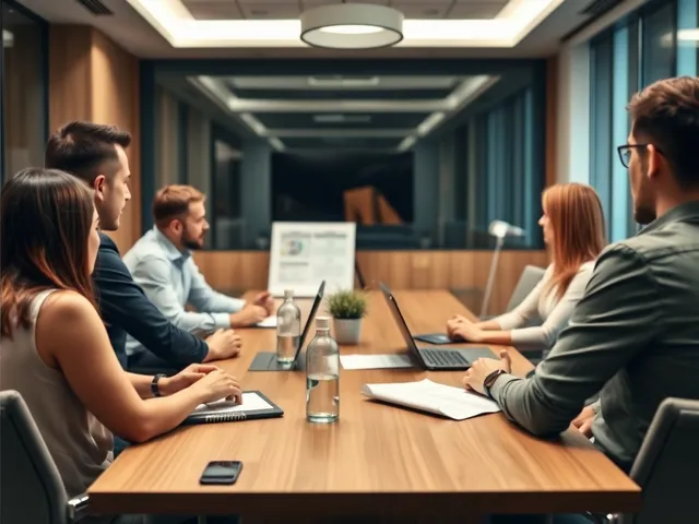 Sala de reuniones con un equipo discutiendo estrategias